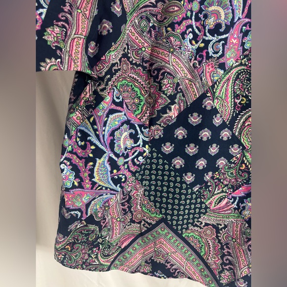 Women’s 100% Cotton Navy Blue Paisley Patchwork Boho Spring Button Down Size XL - Picture 13 of 13